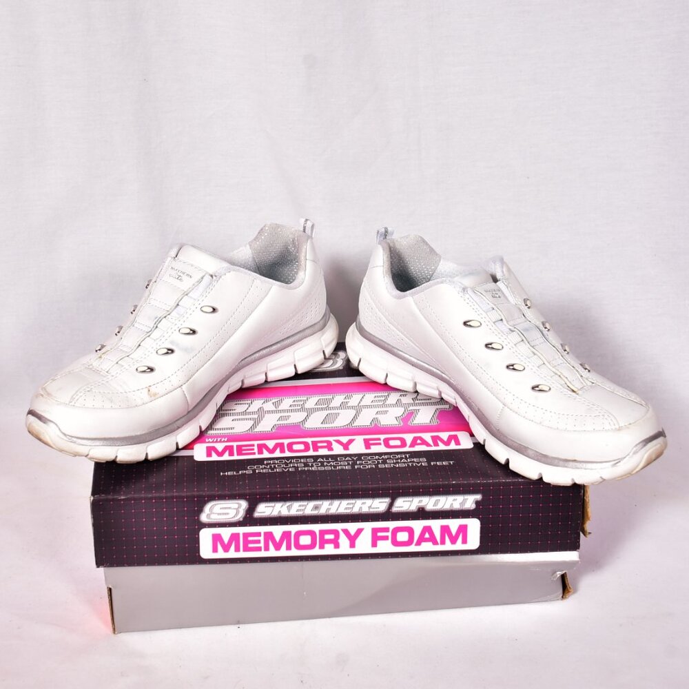 Skechers Elite Class Memory Foam White Silver Sne… - image 5